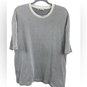 Zara Gray/White Seersucker T-Shirt (XL)
